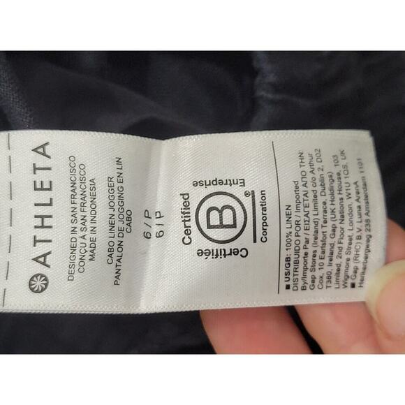 Athleta Women's Cabo Linen Jogger Pants Size 6 Black Pull On Pockets - Picture 12 of 12